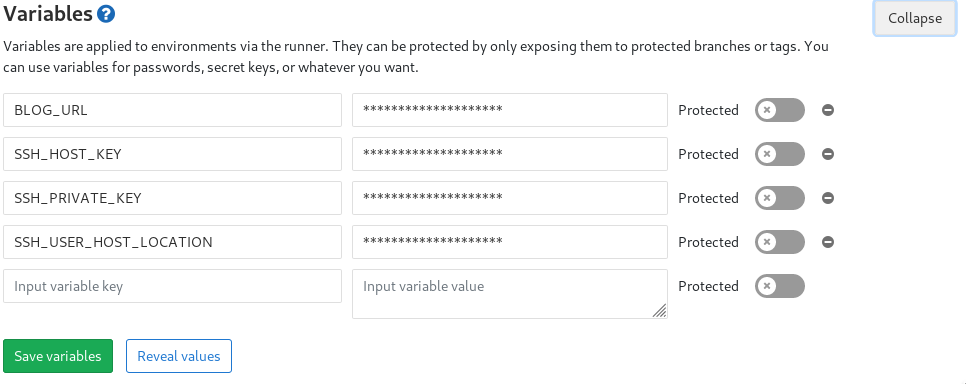 Gitlab Variablen